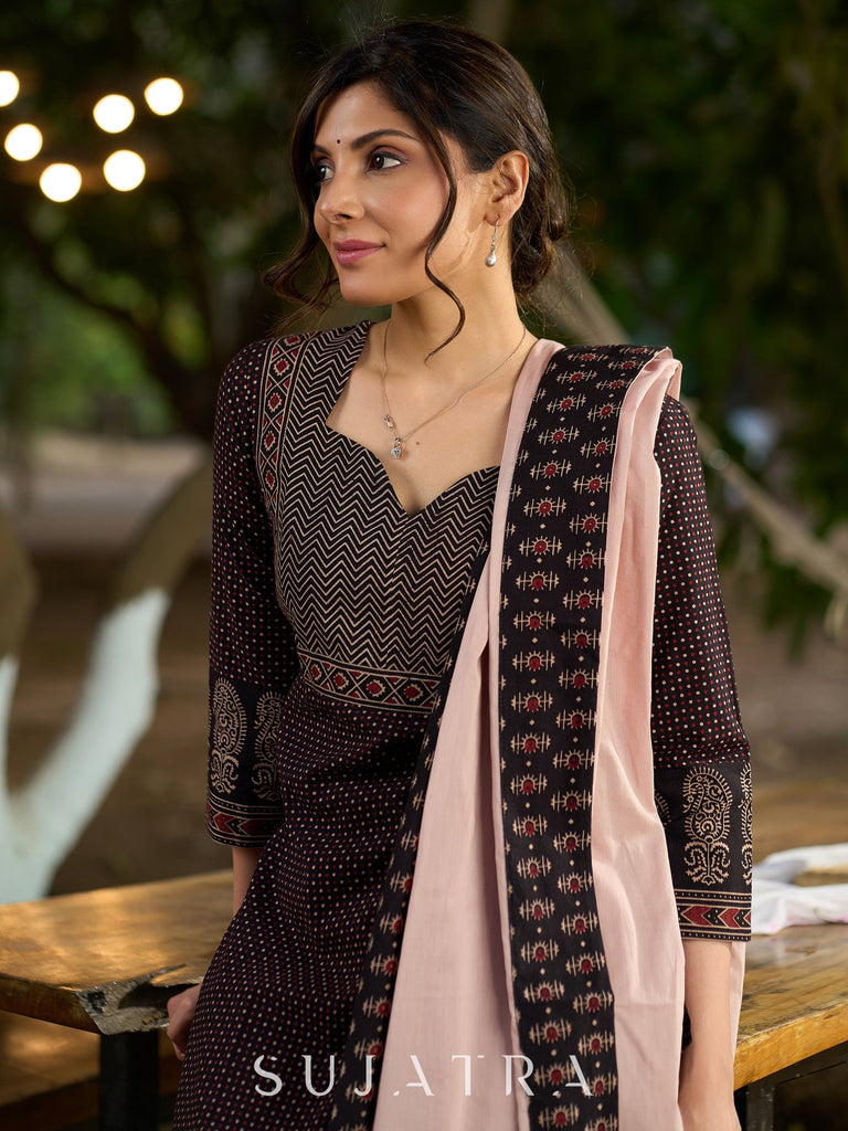 Bold Black Ajrakh Statement Kurti