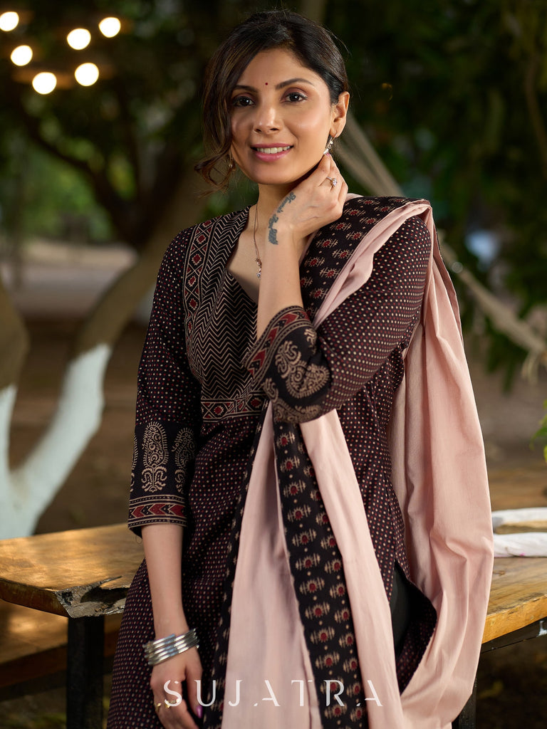 Bold Black Ajrakh Statement Kurti