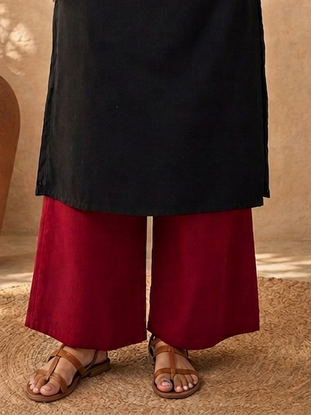 Simple Solid Maroon Cotton Pant