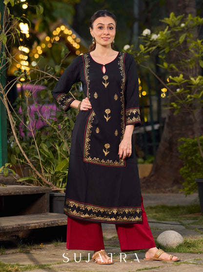 Elegant Maroon Cotton Palazzo Pant