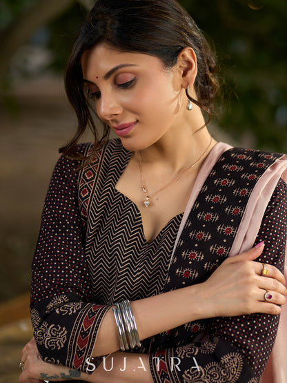 Bold Black Ajrakh Statement Kurti