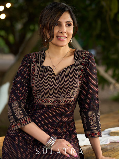 Bold Black Ajrakh Statement Kurti