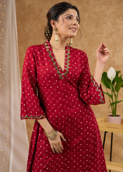 Red Viscose Pant