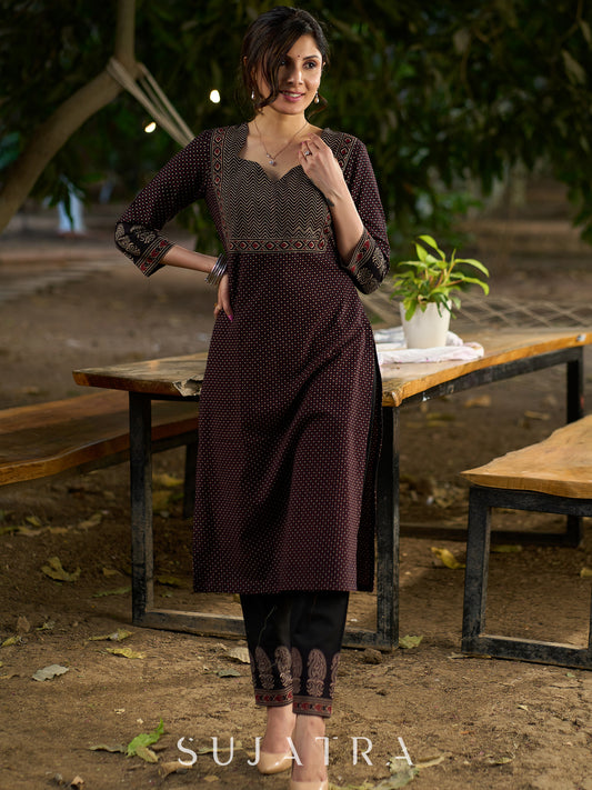 Bold Black Ajrakh Statement Kurti