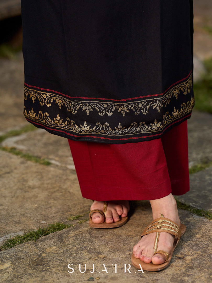Elegant Maroon Cotton Palazzo Pant