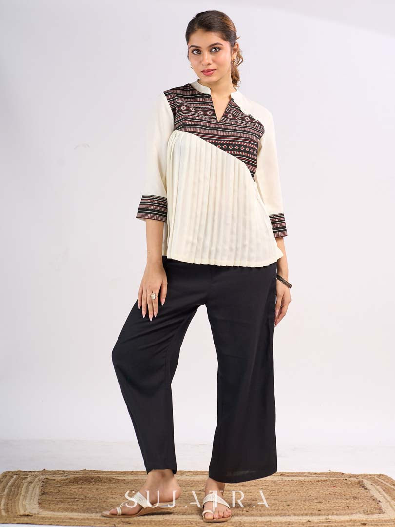 Black Relaxed Fit Rayon Wide Leg Pant