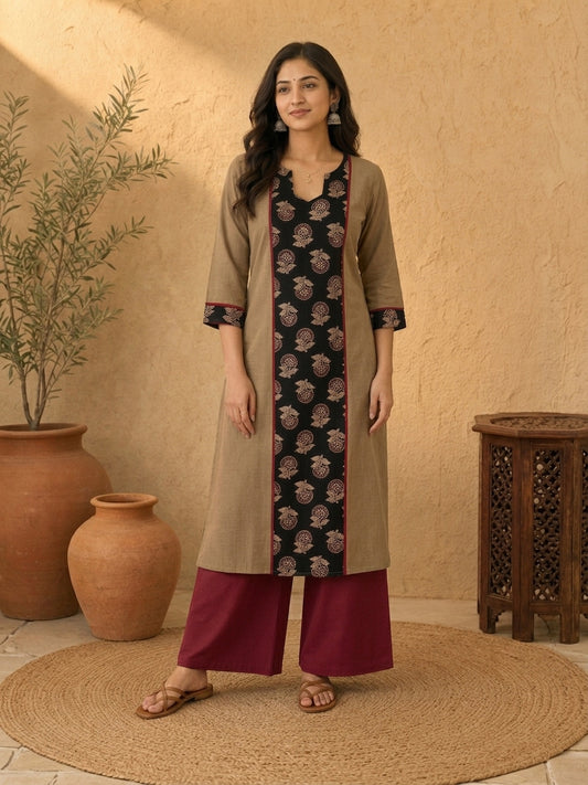 Chic Maroon Cotton Straight Pant