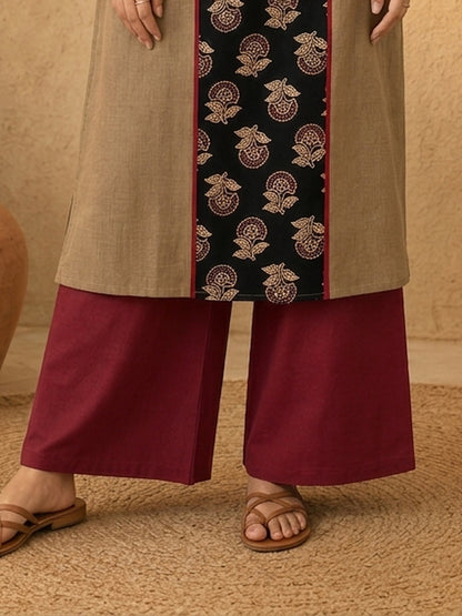 Chic Maroon Cotton Straight Pant