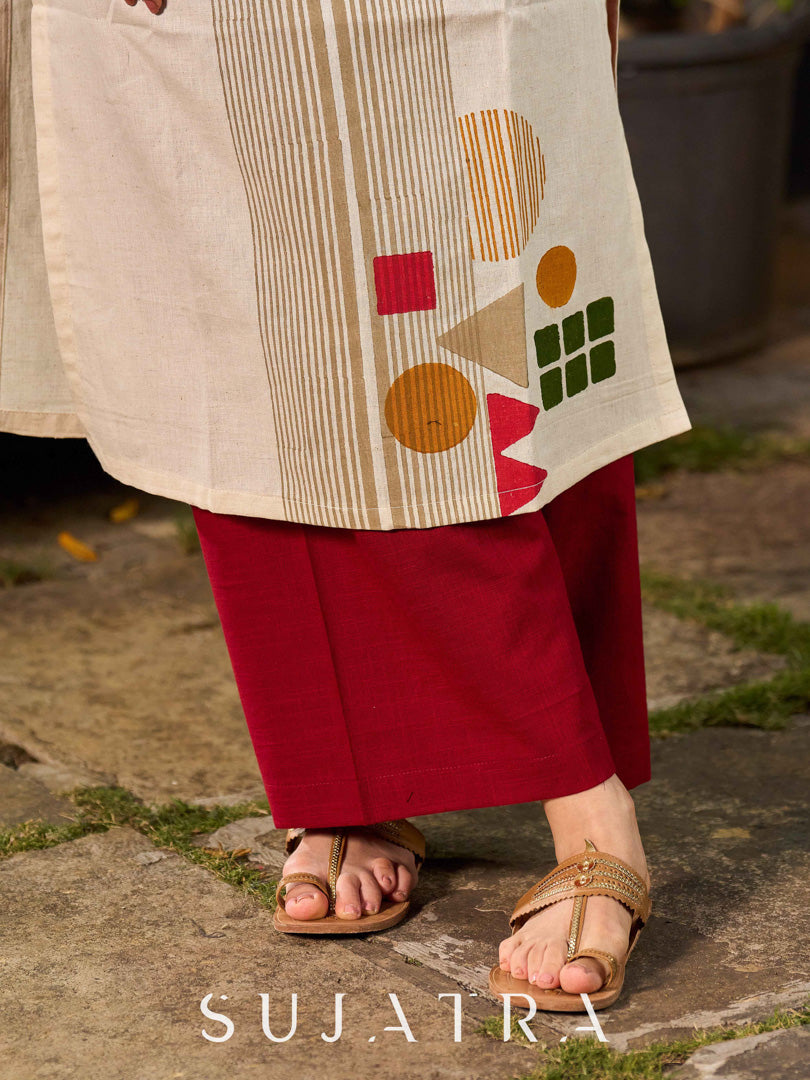 Classic Maroon Cotton Palazzo Pant