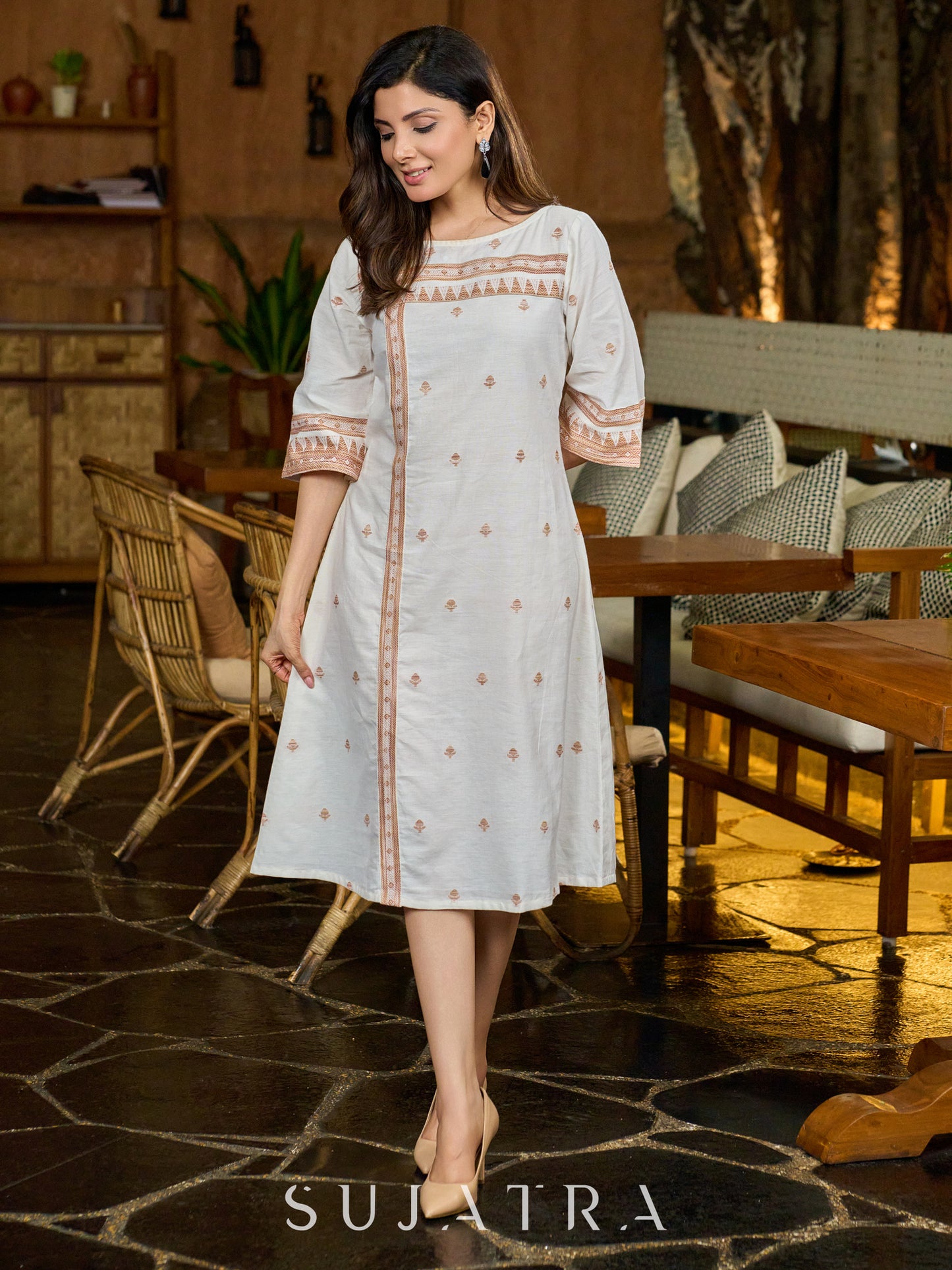 Ethereal Weave Off White Jamdani Dress