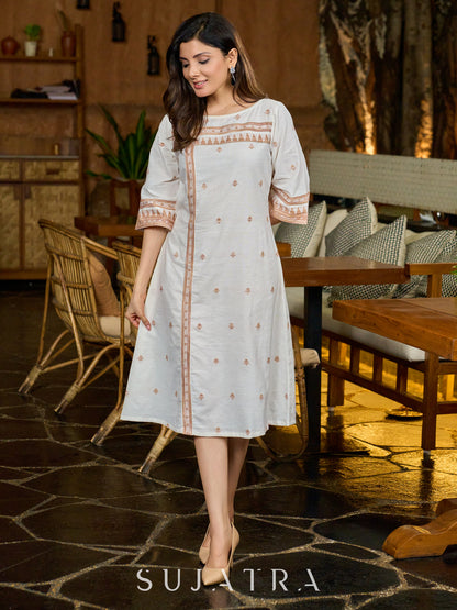 Ethereal Weave Off White Jamdani Dress