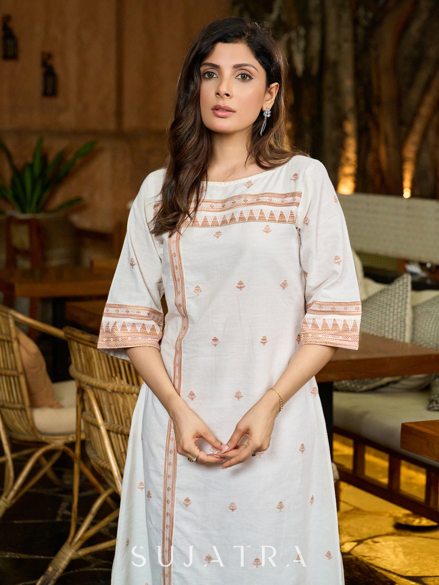 Ethereal Weave Off White Jamdani Dress