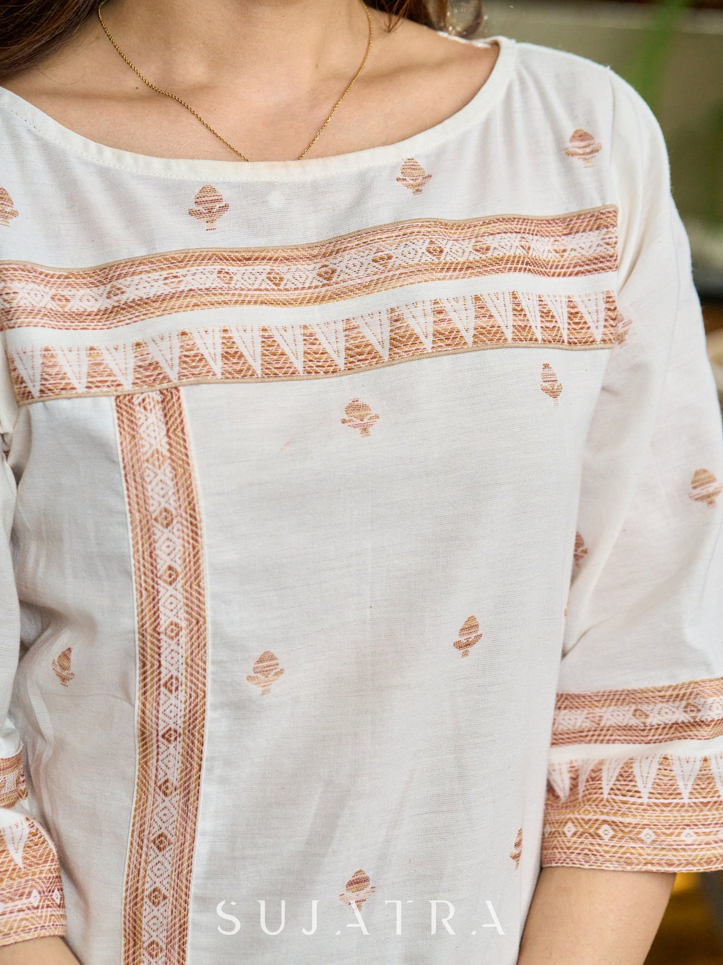 Ethereal Weave Off White Jamdani Dress