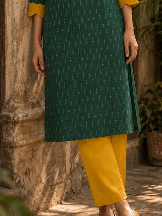 Minimal Mustard Straight Fit Casual Pants