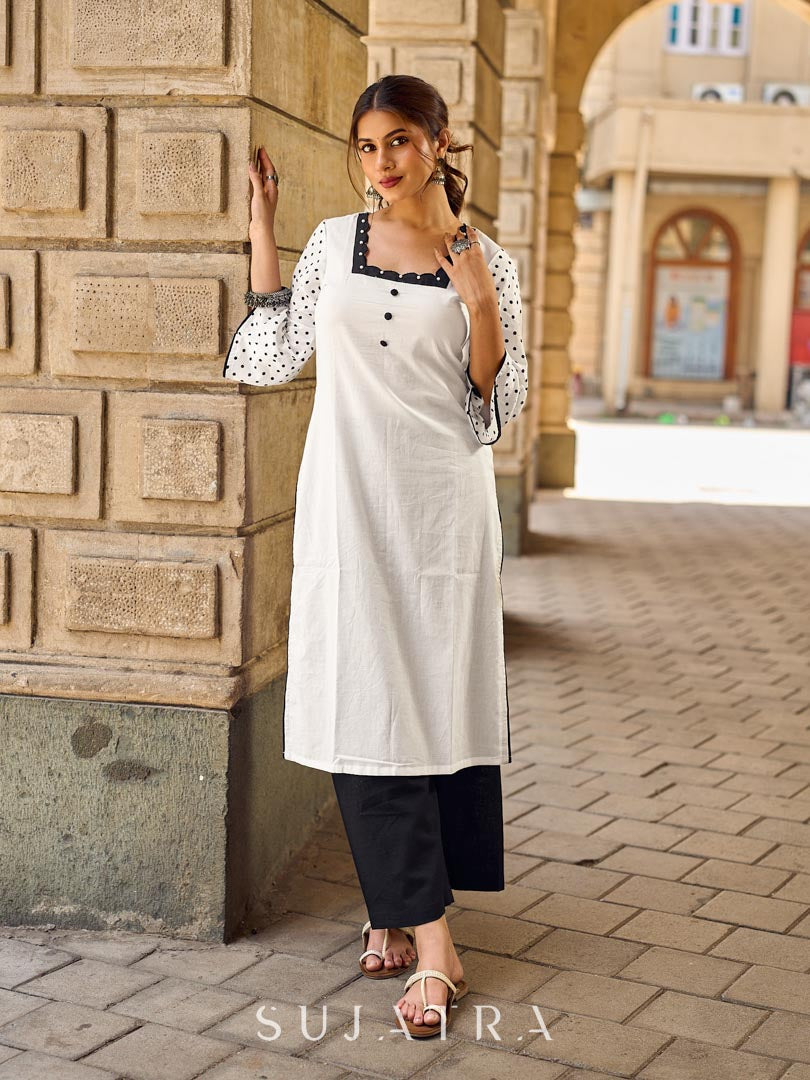 Black Cotton Relaxed Straight Pant