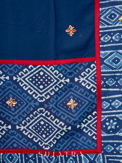 Midnight Blue Cotton Spaghetti Kurta with Adjustable Straps
