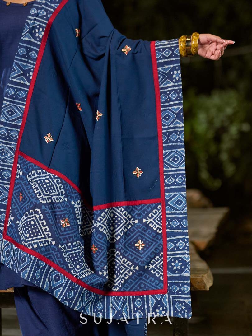Midnight Blue Cotton Spaghetti Kurta with Adjustable Straps
