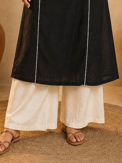 Breezy White Solid Cotton Palazzo Pant