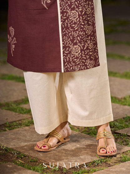 Classic Off White Cotton Flex Palazzo Pant