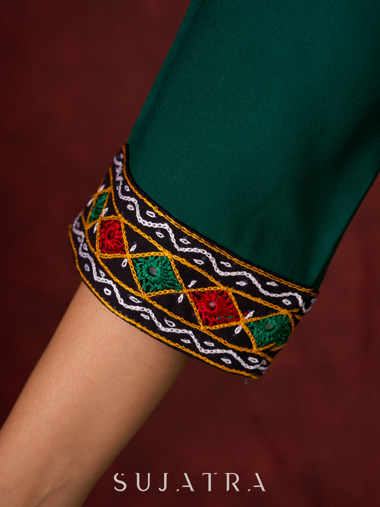 Elegant rayon kurta featuring tucks, square neck, and sparkling mirror detailing - Pant optional