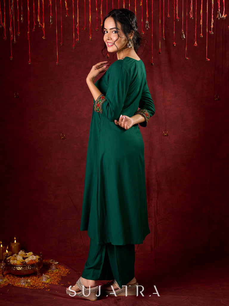 Elegant rayon kurta featuring tucks, square neck, and sparkling mirror detailing - Pant optional