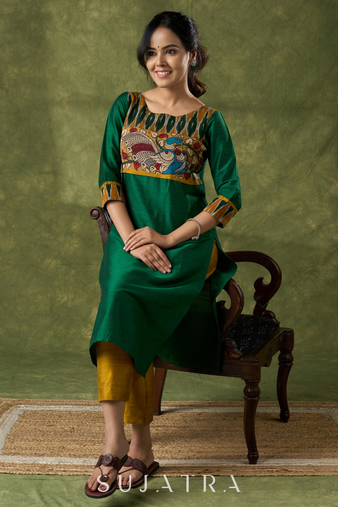 Mustard Cotton Silk Pant