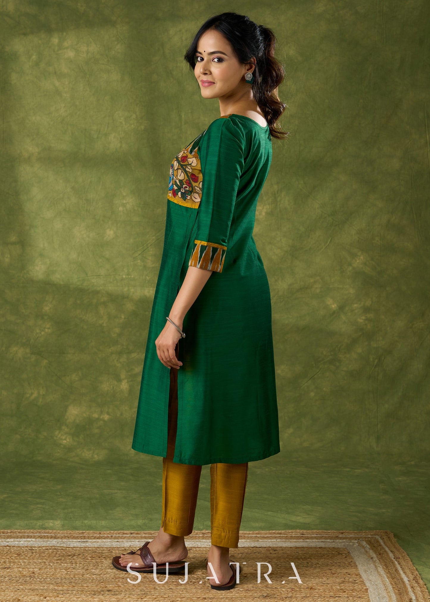 Mustard Cotton Silk Pant