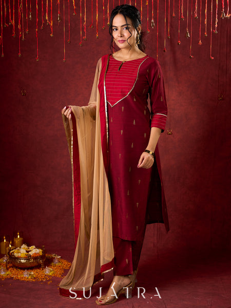 beige net dupatta