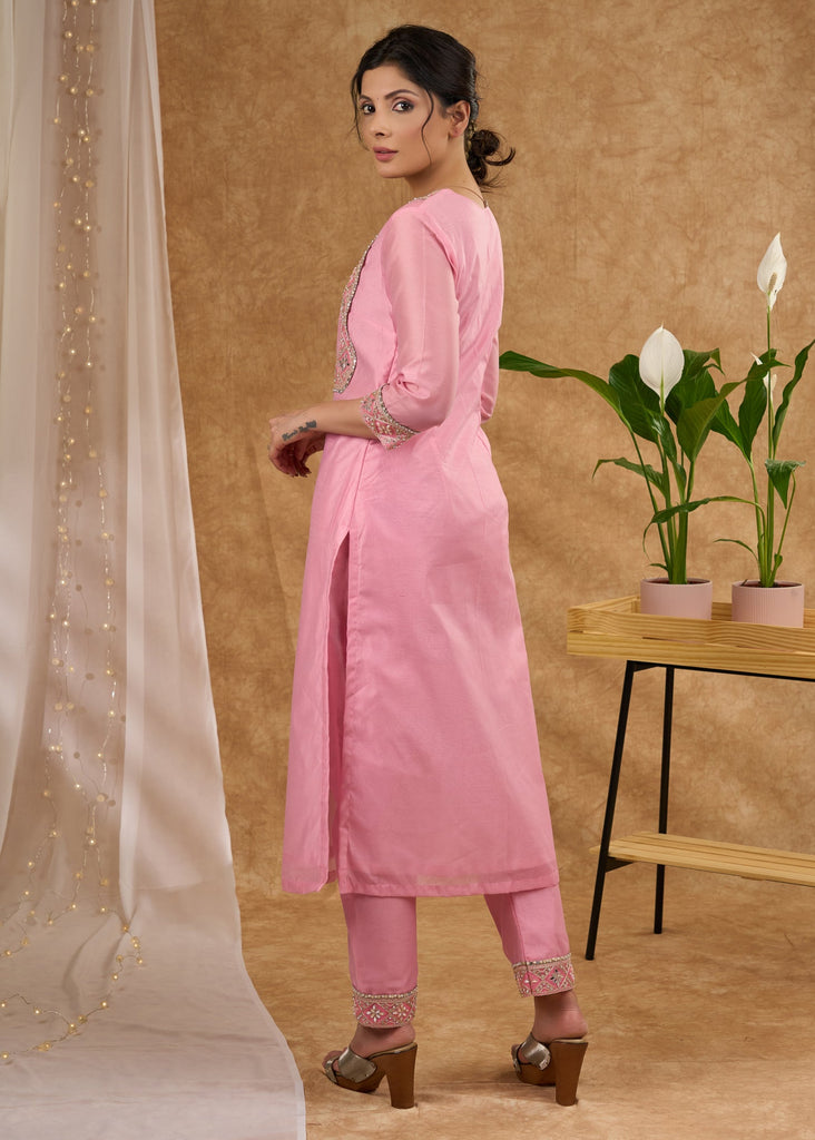 Pink Chanderi Pant