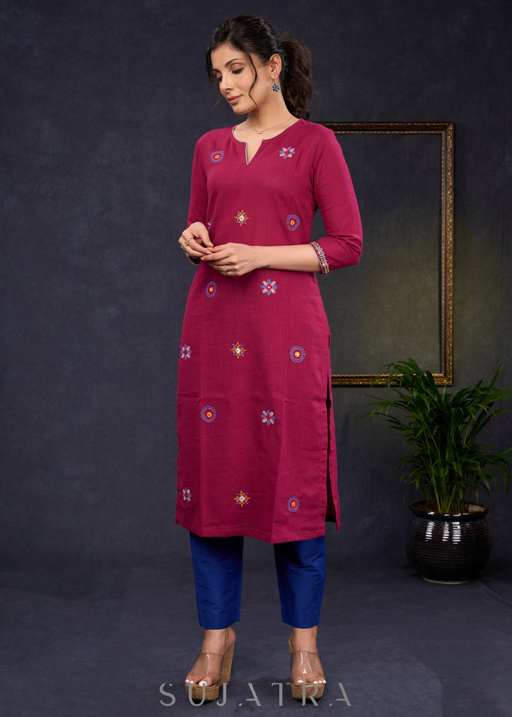Blue Cotton Silk Pant