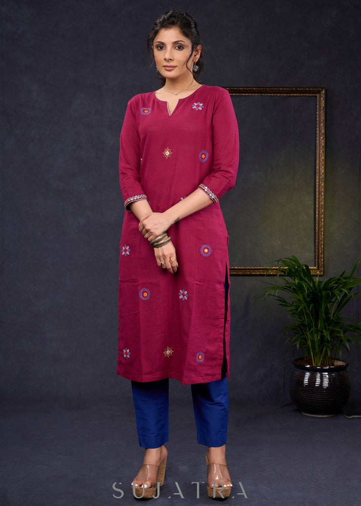 Blue Cotton Silk Pant