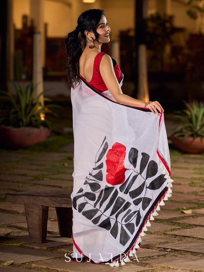 Exquisite Red Cotton Silk Sleeveless Blouse