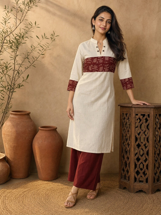 Maroon Cotton Flared Palazzo Pants