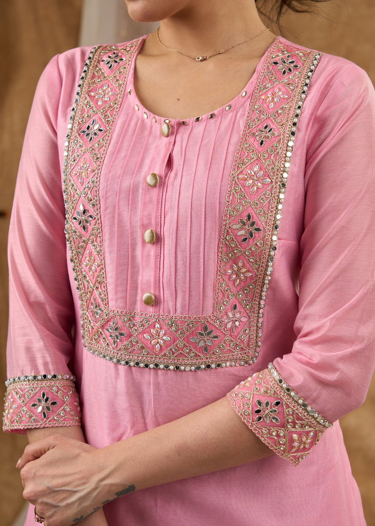 Pink Chanderi Pant