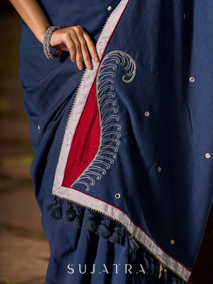 Timeless Grey Saree with Handcrafted Elegance