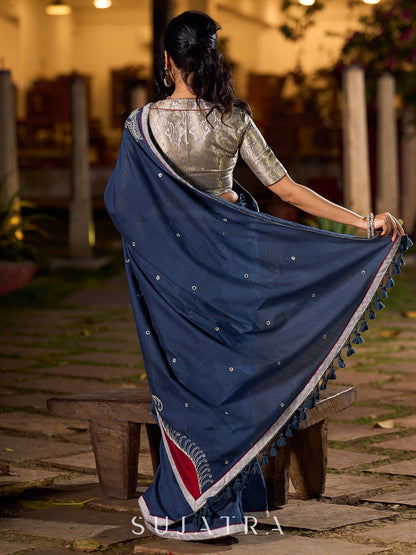 Timeless Grey Saree with Intricate Hand Embroidery