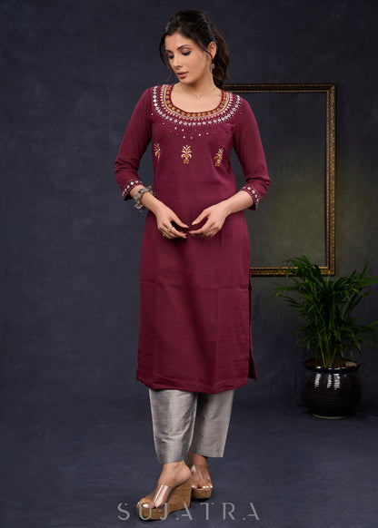 Grey Cotton Silk Pant