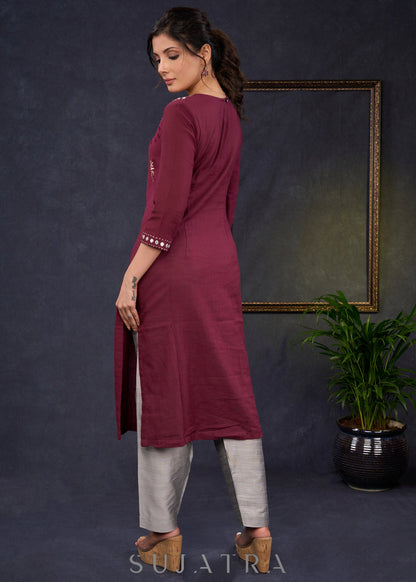 Grey Cotton Silk Pant