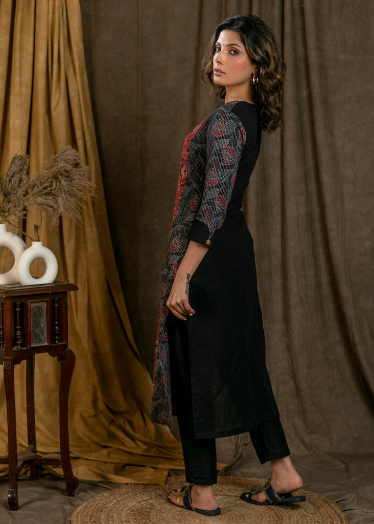 Black Cotton Silk Pant