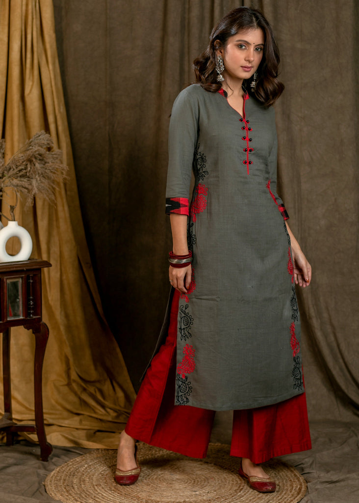 Maroon Cotton Silk Pant