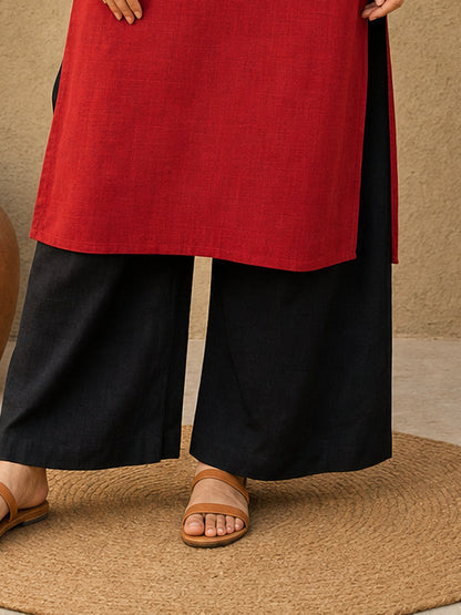 Noir Black Cotton Straight Pant