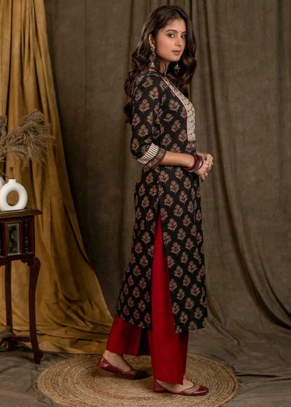 Maroon Cotton Silk Pant