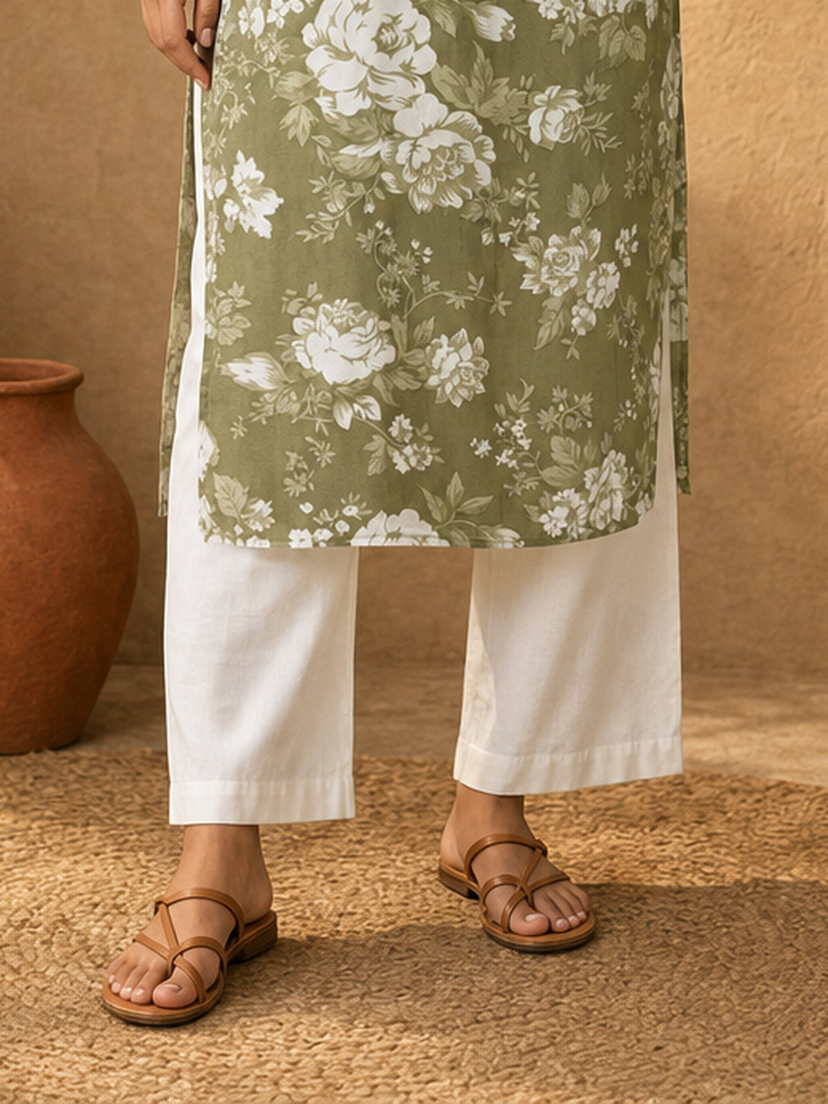 Classic Plain White Cotton Palazzo Pant