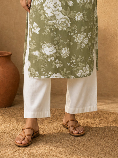 Classic Plain White Cotton Palazzo Pant