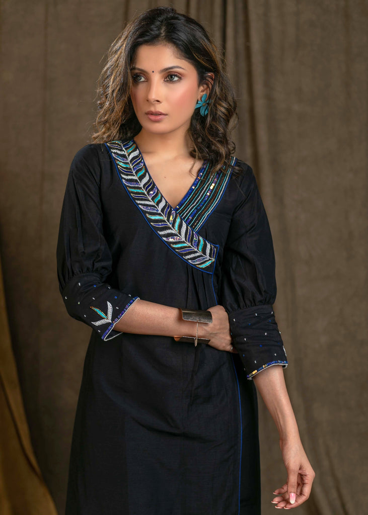 Blue Cotton Silk Pant