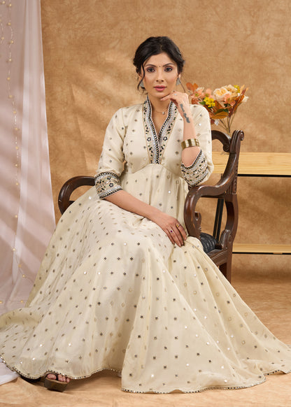 Gorgeous embroidered flared tissue gown