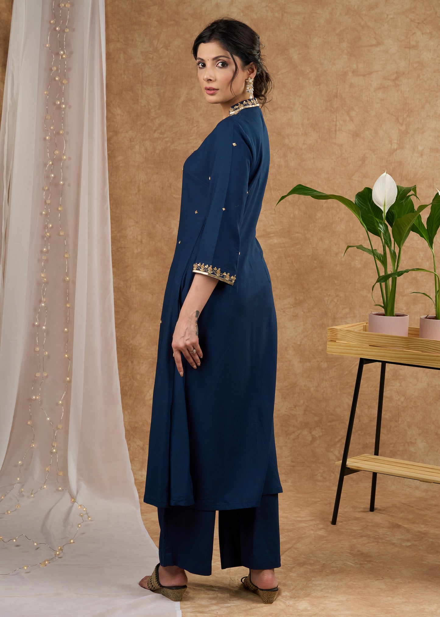 Elegant hand embroidered rayon kurta pant Optional