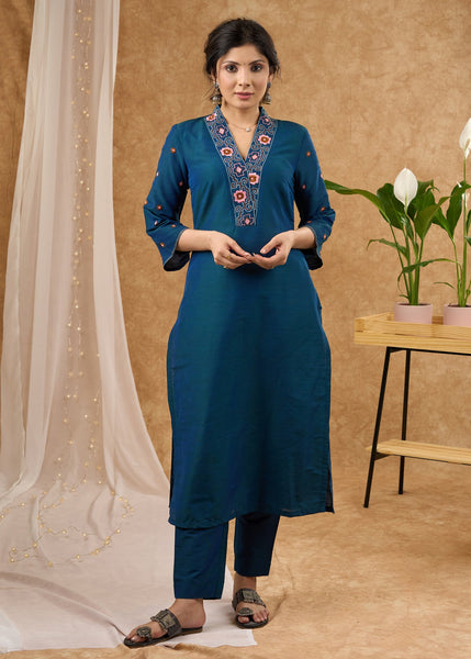 Blue Cotton Pant