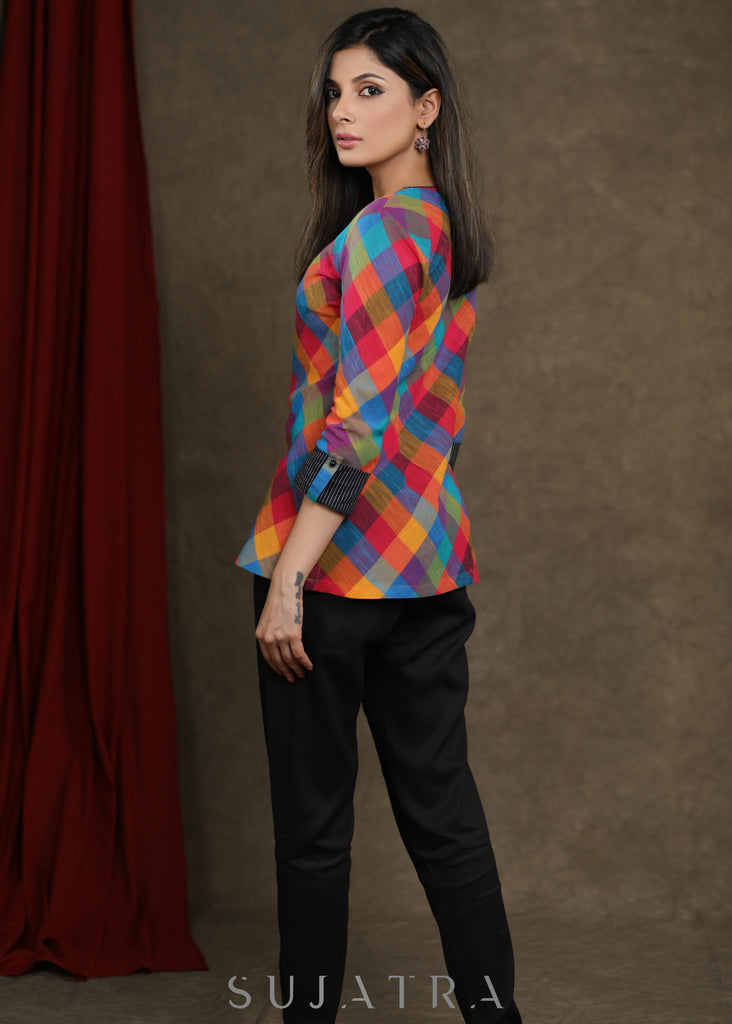 Smart Cotton Checks Multicolour Casual Top