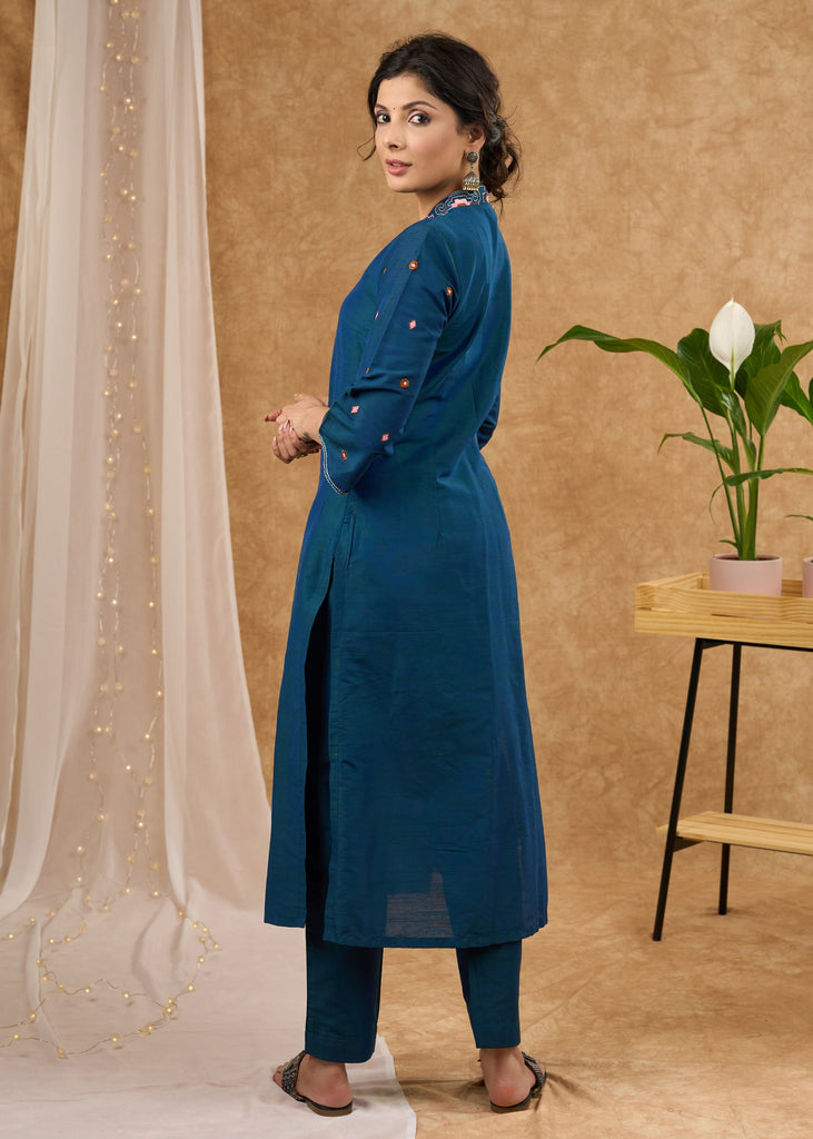 Blue Cotton Pant